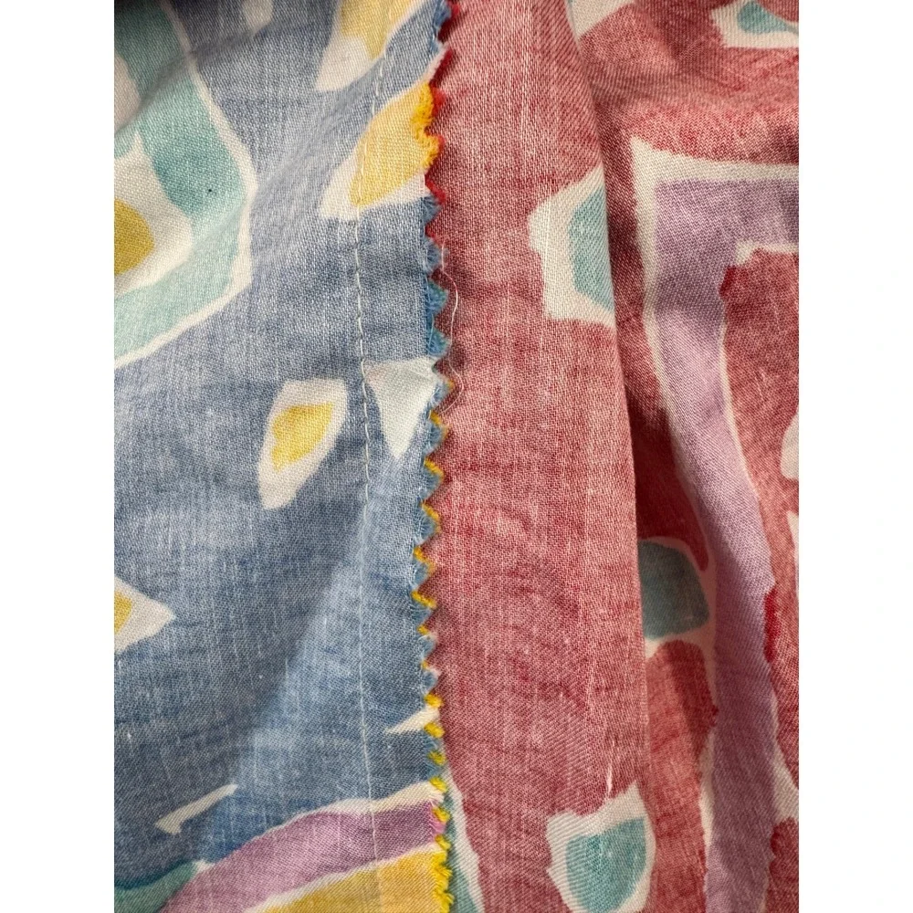 Vintage 80's Jackie Taub Geometric Print Medium Midi Sun Dress Multicolor